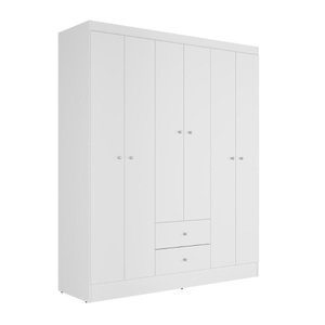 Guarda Roupa Casal 6 Portas 2 Gavetas Itália Branco Kits Paraná