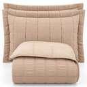 Ver imagem 1 de Kit Cobre Leito Linen Casal Micropercal 300 Fios Matelassê Colcha 3 Peças Efeito Creponado Areia
