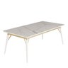 Mesa Jantar Netuno 8 Lugares 200x100 Cm Pés Madeira Metal Vidro Marmorizado Br - 1