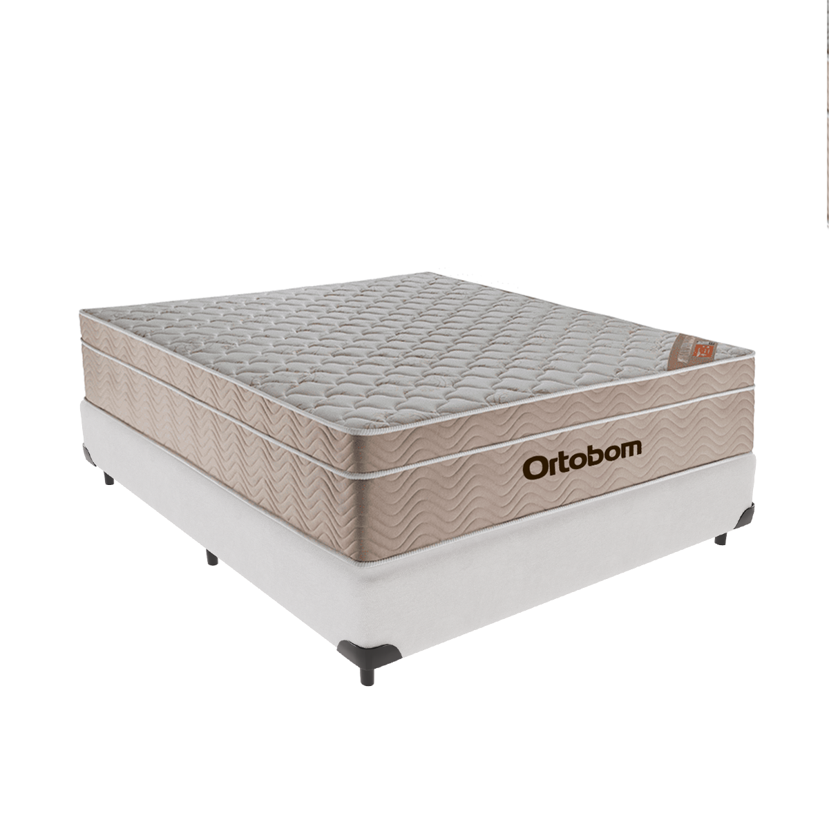 Cama Box Branco e Colchão Airtech Springpocket Casal Ortobom