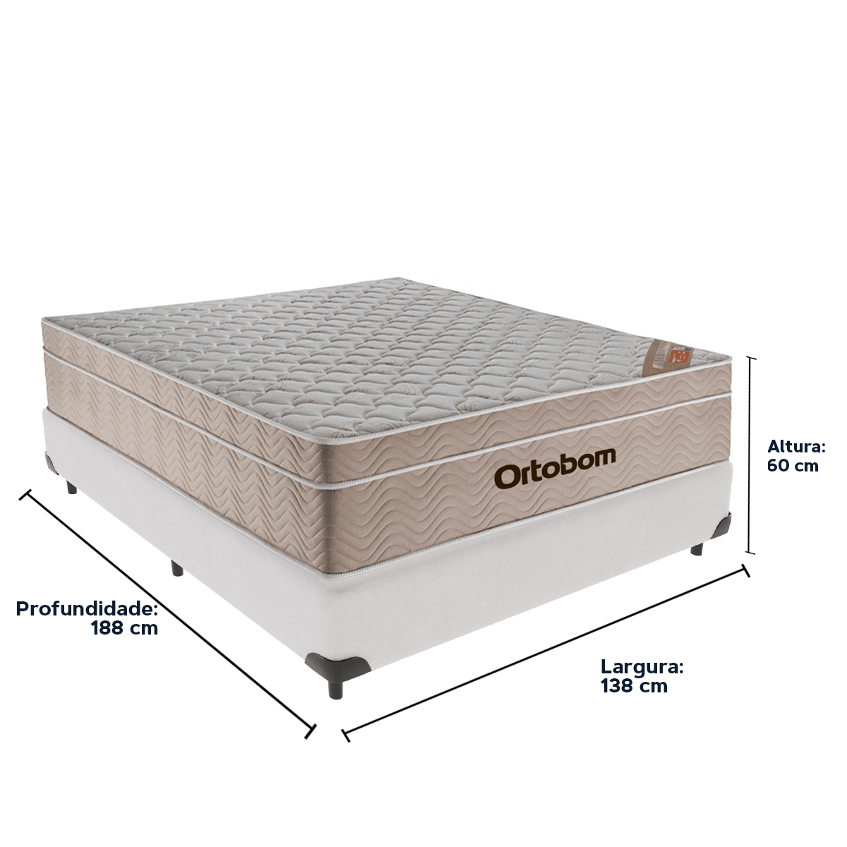 Cama Box Branco e Colchão Airtech Springpocket Casal Ortobom - 5