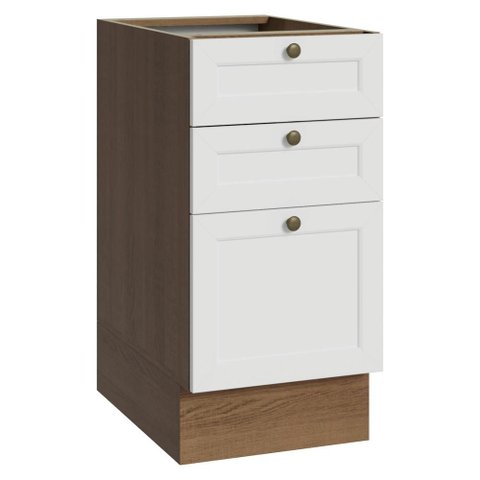 Balcão de Cozinha 40 cm 3 Gavetas (sem Tampo) Rustic/Branco Vik Madesa
