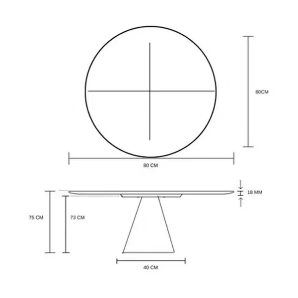 Mesa de Jantar Cone Redonda 80cm em Madeira - 2