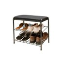 Ver imagem 1 de Sapateira Dupla Preta Horizontal com Banco Apoio 27x48x40cm Aço Carbono Utimil