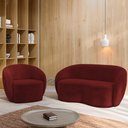 Ver imagem 1 de Conjunto 1 Sofá Living 180cm e 1 Poltrona Decorativa Sala de Estar Íbis Encosto Fixo Veludo Bordô G3
