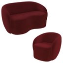 Ver imagem 2 de Conjunto 1 Sofá Living 180cm e 1 Poltrona Decorativa Sala de Estar Íbis Encosto Fixo Veludo Bordô G3
