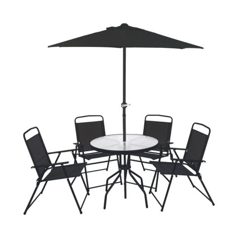 Conjunto Jardim Toronto com Mesa Guarda-sol e Cadeiras Mor
