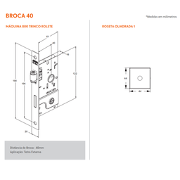 Fechadura Rolete 800 Porta Pivotante Broca 40mm Preto Stam - 2