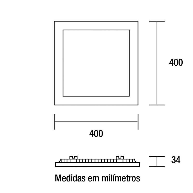 Painel de Led Blumenau Quadrado de Embutir 32W Bivolt 3000K Luz Amarela - 2