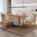 Ver imagem 1 de Mesa de Jantar Isadora Mdf com 4 Cadeiras Moderna Mobilia Turim 07/ Laminado