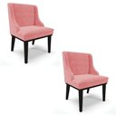 Ver imagem 1 de Kit 2 Cadeiras Estofadas para Sala de Jantar Base Fixa de Madeira Preto Lia Suede Rosê - Ibiza
