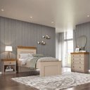 Ver imagem 1 de Conjunto Cama Solteiro Cômoda e Mesa de Cabeceira England MDF Corda/Freijó