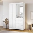 Ver imagem 2 de Guarda Roupa Solteiro 2 Portas 3 Gavetas Nt6020 Branco-rosa Nótável Móveis Branco-rosa