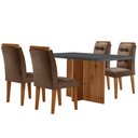 Ver imagem 2 de Sala de Jantar Mesa Olimpia 120CM MDF Vidro Canto Copo com 4 Cadeiras Carol Moderna