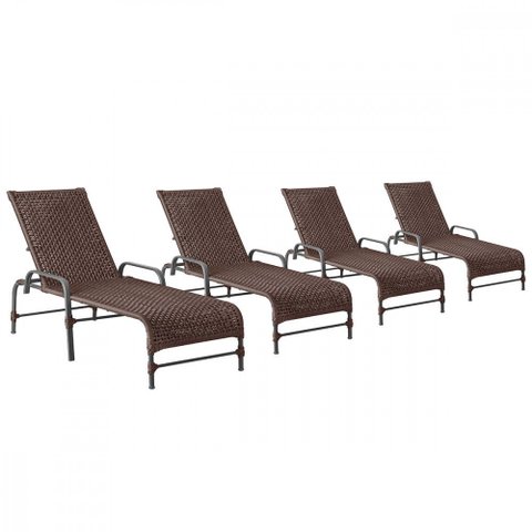 4 Espreguiçadeiras Reclinavel Catar Preto Corda Nautica Trama Original