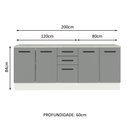 Ver imagem 4 de Kit com 2 Balcões Multiuso 4 Portas 3 Gavetas Agata Madesa