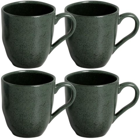 Jogo de 4 Canecas Arauco 273ml Verde Xícara de Chá Cerâmica Porto Brasil