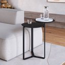 Ver imagem 3 de Mesa de Centro Dois Tampos Chanfrada Orgânica 44cm Pé Metal 28022 Artesano