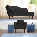 Ver imagem 1 de Kit Diva Recamier Juliana 140cm Lado Direito e 01 Poltrona Classic Linho Cinza Escuro - Amarena