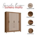 Ver imagem 3 de Guarda Roupa Solteiro Malta e Cômoda Georgia Carvalho Fendi - Moval