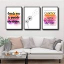 Ver imagem 1 de Kit 3 Quadros Salmo 1213 - Amor Está no Ar 24x18cm - com vidro:Madeira preta