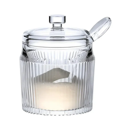 Açucareiro com Colher e Tampa Lines 10cm X 7,5cm Vidro - Wolff - 5