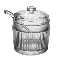 Açucareiro com Colher e Tampa Lines 10cm X 7,5cm Vidro - Wolff - 2