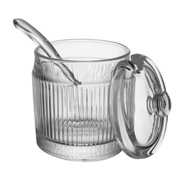Açucareiro com Colher e Tampa Lines 10cm X 7,5cm Vidro - Wolff - 3