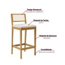 Ver imagem 3 de Banqueta Cozinha Alta Madeira Castanho Kit 4 Encosto Palhinha Austria I03 - D'Rossi