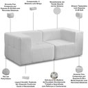 Ver imagem 3 de Sofá 2 Lugares para Sala Living Modular 176cm Lancaster F04 Bouclê Branco - Lyam Decor
