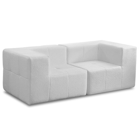 Sofá 2 Lugares para Sala Living Modular 176cm Lancaster F04 Bouclê Branco - Lyam Decor