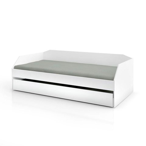 Bicama Solteiro Duo Luxo com Cama Auxiliar em Mdf Premium Branco com 2 Colchões