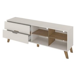 Rack TV 75" 2 Gavetas e Nichos Multimóveis CR45178 Off White/Pinho - 5
