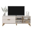 Ver imagem 2 de Rack TV 75" 2 Gavetas e Nichos Multimóveis CR45178 Off White/Pinho