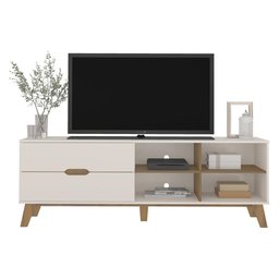 Rack TV 75" 2 Gavetas e Nichos Multimóveis CR45178 Off White/Pinho - 2