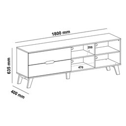 Rack TV 75" 2 Gavetas e Nichos Multimóveis CR45178 Off White/Pinho - 4