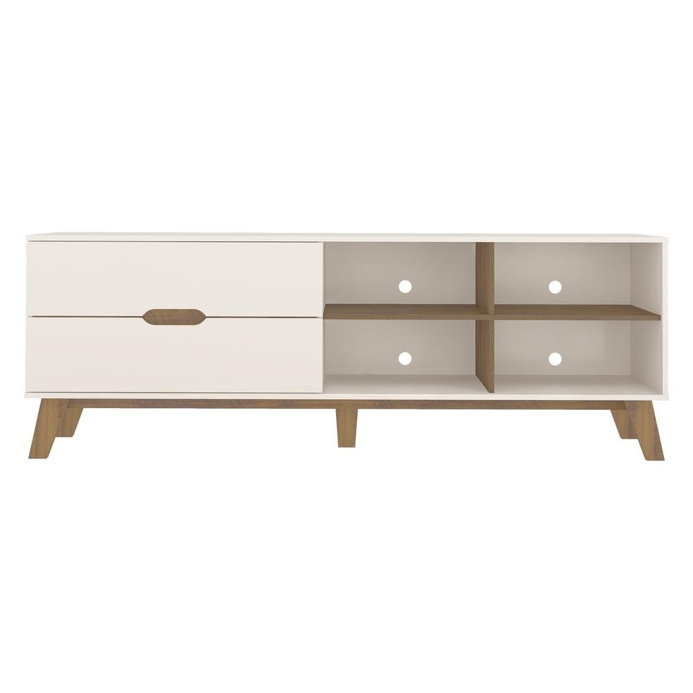 Rack TV 75" 2 Gavetas e Nichos Multimóveis CR45178 Off White/Pinho - 6