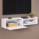 Ver imagem 3 de Rack Home Suspenso 1.20 Estante Tv 42" Bancada Flutuante 1 Porta Nicho Decoração Sala Quarto Retrô