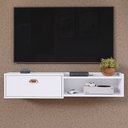 Ver imagem 2 de Rack Home Suspenso 1.20 Estante Tv 42" Bancada Flutuante 1 Porta Nicho Decoração Sala Quarto Retrô