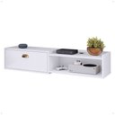 Ver imagem 4 de Rack Home Suspenso 1.20 Estante Tv 42" Bancada Flutuante 1 Porta Nicho Decoração Sala Quarto Retrô