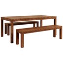 Ver imagem 1 de Mesa Madeira 180cm e 2 Bancos 150cm Floris Castanho F07 - Mpozenato