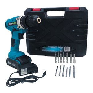 Parafusadeira Furadeira Bateria Espaçofix Maleta com 13 Peças 12v