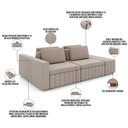 Ver imagem 4 de Sofá Ilha com Puff para Sala Living 245cm Amber M03 Veludo Bege - Lyam Decor