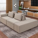 Ver imagem 2 de Sofá Ilha com Puff para Sala Living 245cm Amber M03 Veludo Bege - Lyam Decor