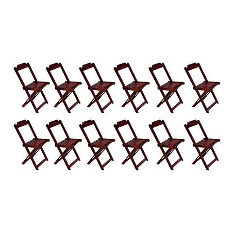 Kit 12 Cadeiras de Madeira Dobravel Imbuia