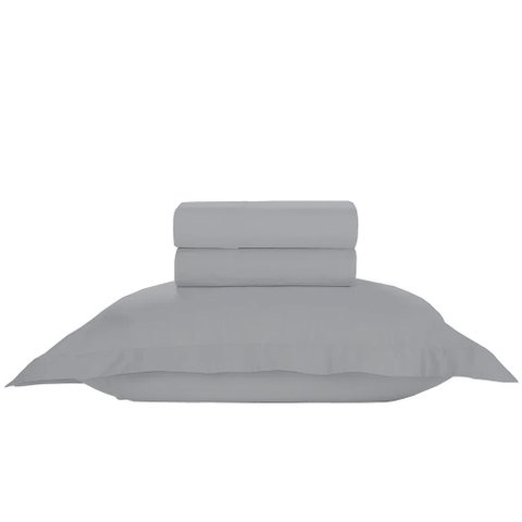 Jogo de Cama Solteiro Liso 300 Fios Nova América:cinza