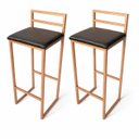 Ver imagem 2 de Kit 2 Banqueta Alta Industrial Moderna Rose Gold P/ Balcão, Bistro, Cozinha Assento Preto