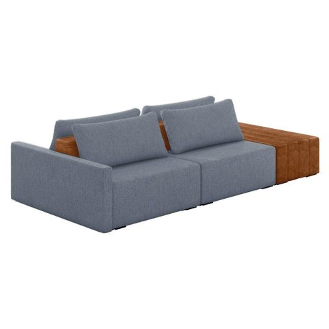 Sofá Ilha 2 Lugares Living 232cm Modulado Lary Linho K01 Cor Azul