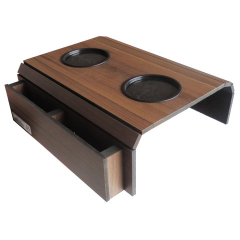 Kit 2 Bandejas Esteira Porta Copos Controle Sofá Não Descola Veludo Cor:copenhagem (caramelo)