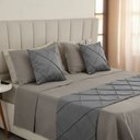Ver imagem 1 de Peseira Drapeada Veludo Luxo 2,15x0,50m Dupla Face cama casal Cinza Claro